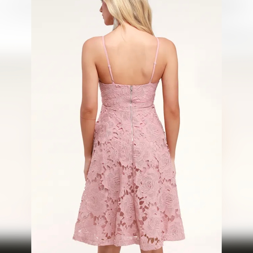 Lulus Nora Lee Dusty Rose Sleeveless Lace Midi Dress, M - Picture 9 of 9